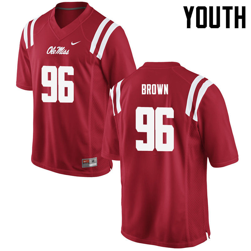 Mac Brown Ole Miss Rebels NCAA Youth Red #96 Stitched Limited College Football Jersey PGA8858HA